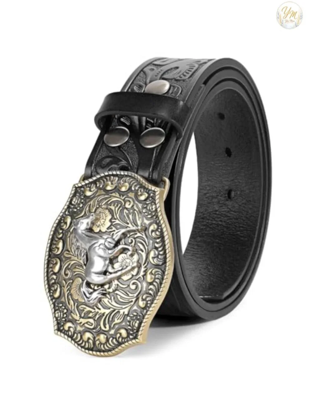Western Leather Buckle Belt for Men Women Cowboy Belt Gift 1.5